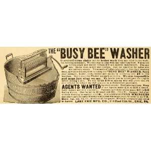  1892 Ad Lake Erie Mfg Co Busy Bee Washer Pennsylvania 