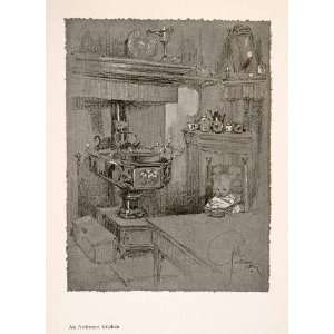  1914 Halftone Print Ardenne Kitchen Interior Baby Eat 