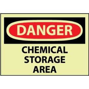 Danger, Chemical Storage Area, 10X14, Rigid Plasticglow:  