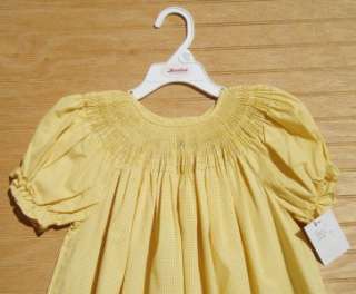 NWT Boutique ROSALINA Yellow Check Gingham Ready to Smock Bishop Dress 