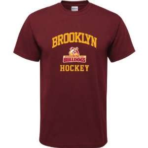  Brooklyn College Bulldogs Maroon Youth Hockey Arch T Shirt 