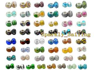    Glass Lampwork Bulk Lots 100 Mix Bead Fit Charms Bracelet Gmix41
