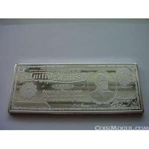  One Pound Silver Bar Depicting $5 Bill Five Dollars Toys & Games