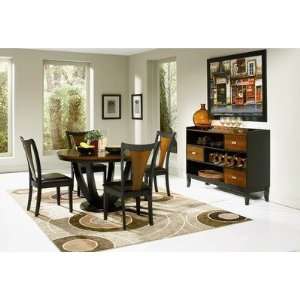  Beals Round 5 Piece Dining Table Set in Black and Cherry 
