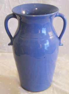 Delph Blue Double Handle Glaze Pottery 10 in Vase  