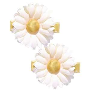  Gimme Clips Flower Hair Clips   White w. Yellow Center 