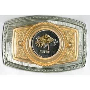   Toned Gold & Silver Seychelles  Conch   coin  Belt Buckle Jewelry