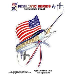  Guy Harvey Sailfish Patriotic Series Decal RED/WHITE/BLUE 