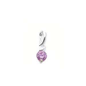   Sterling Silver Pink Cubic Zirconia Pendant w/18 Snake Chain: Jewelry