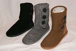 SUMMER RIO KHAKII GREY & BLACK KNIT 6 INCH HIGH BOOTS ALL SIZES  