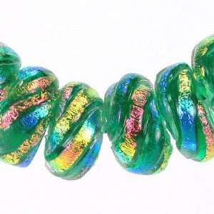   Green with Rainbow Stripes Dichroic Glass Beads: Arts, Crafts & Sewing