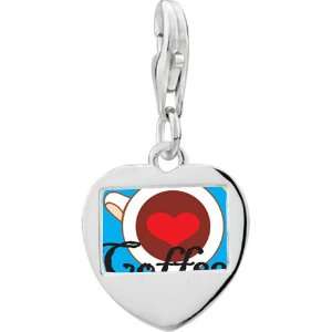   925 Sterling Silver Heart Coffee Photo Frame Charm Pugster Jewelry