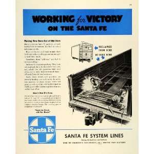  1943 Ad Santa Fe Railway Gondola Boxcar Trains WWII 