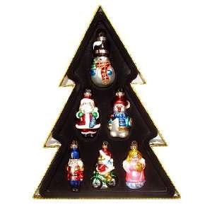 Set of 6 Winter Fun Assorted Glass Christmas Ornaments #829004:  
