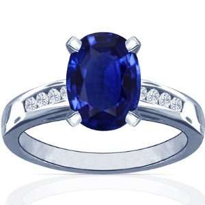   Oval Cut Blue Sapphire Ring With Sidestones (GIA Certificate) Jewelry