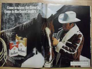1973 Print Ad Marlboro Man Cigarettes Cowboy and Horse  