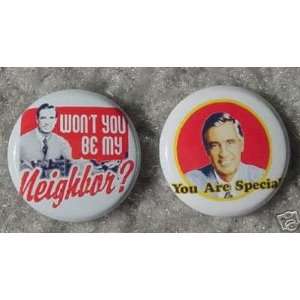  Set of 2 BRAND NEW Mr. Rogers One Inch Buttons / Pins 