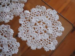 Small Foral Pattern Hand Crochet Cotton Doilies 4  