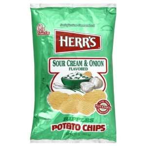  Herrs Potato Chips, Ripples, Sour Cream & Onion Flavored 