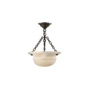 Chart House Small Urn Form Semi Flush Mount in Alabaster with Bronze 