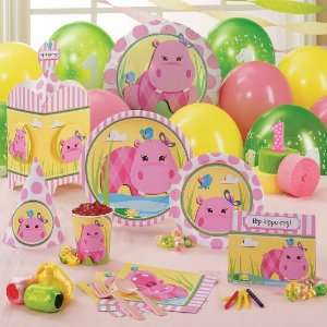 Hippo Pink 1st Birthday Deluxe Party Pack for 16 : Toys & Games 