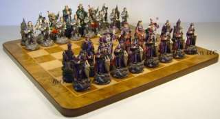Medieval Times King Arthur Chess Set 17 BURLWOOD BOARD  