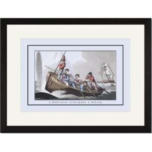   /Matted Print 17x23, A Ships Boat Attacking a Whale