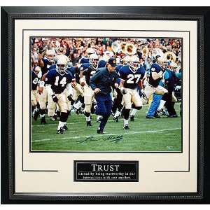 Autographed Holtz Picture   Running Team Framed Trust 16x20  