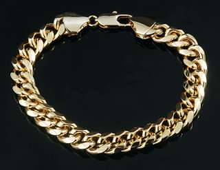 Mens 10 Inch Gold Plated 3D Miami Cuban Link 11 mm 14k Overlay Curb 
