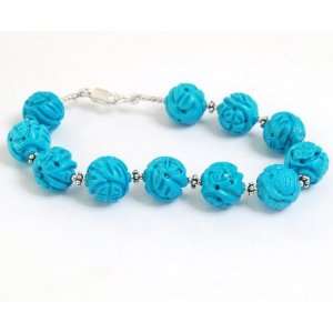  Good Looking Natural Turquoise Beaded Bracelet: Jewelry