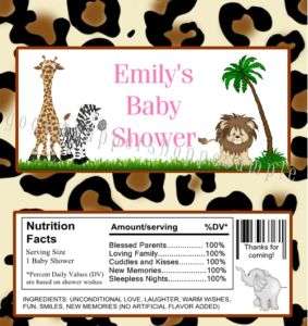 JUNGLE ZEBRA Baby Shower Candy Wrappers FAVORS Birthday  
