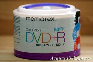 50 Memorex New 16X Cool Color DVD+R Tote Pack ★★ 034707984929 