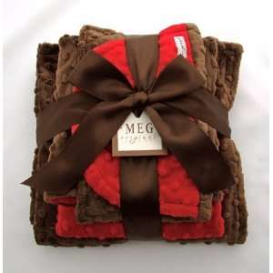  Red & Brown Minky Baby Shower Gift Set: Baby