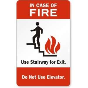 In Case of Fire Do Not Use Elevator (stair symbol) DuraShield Plate 