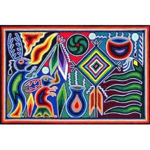  8 by 12 Inch Huichol Yarn Art Painting