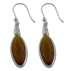   Sterling Silver Faceted Hydrothermal Cognac Quartz Earrings Jewelry