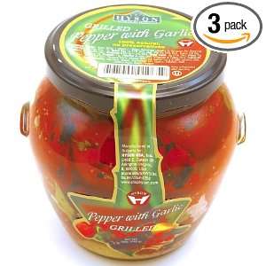 Hyson Grilled Pepper with garlic, 19.05 Ounce Glass Jar (Pack of 3 