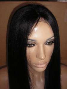   Cap Lace Front Wig Custom Made Light Yaki Straight Indian Remy Human