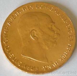 1915 100 CORONA AUSTRIAN GOLD COIN A.U  
