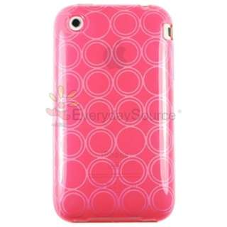 PINK CRYSTAL SKIN SOFT GEL CASE FOR IPHONE 3G 3GS+GUARD  