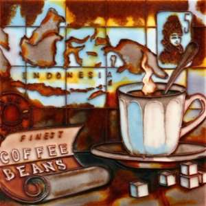    8x 8 Art Tile   Indonesia Coffee Beans Map