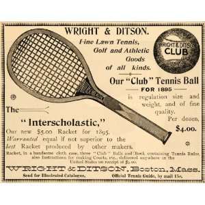  1895 Ad Wright Ditson Interscholastic Club Tennis Ball 