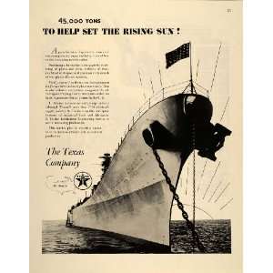  1945 WWII Ad Texaco Oil Iowa Class U.S. Battleship WW2 