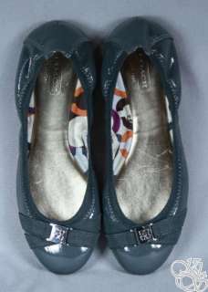 COACH Dwyer Crinkle Patent Graphite Grey / Purple Ballet Flats Shoes 