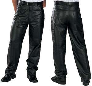 Classic Loose Fit Mens Leather Pants by Xelement 40  