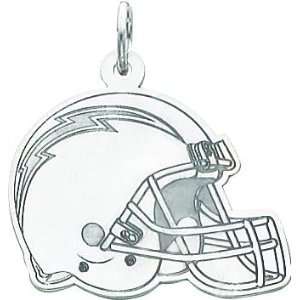  14K White Gold NFL San Diego Chargers Football Helmet 