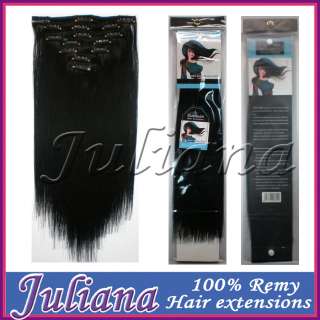 human hair extensions full head set color jet black 1