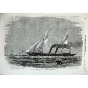  Her Majestys Gun Boat Flying Fish 1856 Old Print
