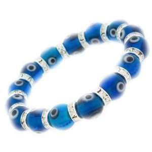   Sky Blue Murano Style Glass & CZ Evil Eye Bracelet: TrendToGo: Jewelry