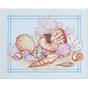   Seashells Counted Cross Stitch Kit by Janlynn: Arts, Crafts & Sewing